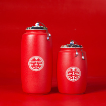 Wedding tea cans ceramic wedding tea cans Chinese style boutique red tea cans high-end wedding products creative personality