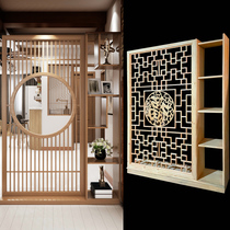 Customized new Chinese living room entrance partition cabinet light luxury wind entrance solid wood integrated cabinet into the house to block the antique screen