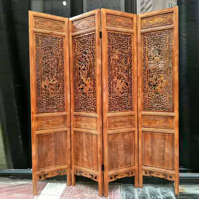Dongyang wood carving factory direct bedroom antique partition folding screen porch classical carving living room pine folding screen
