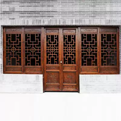 Dongyang wood carving antique doors and windows solid wood flower grid living room entrance partition new Chinese screen decoration grille decoration