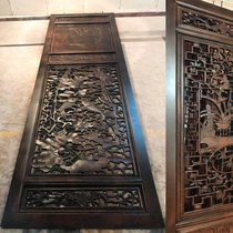 Dongyang wood carving Chinese style solid wood antique doors and windows embossed TV background wall hollow screen porch partition hanging