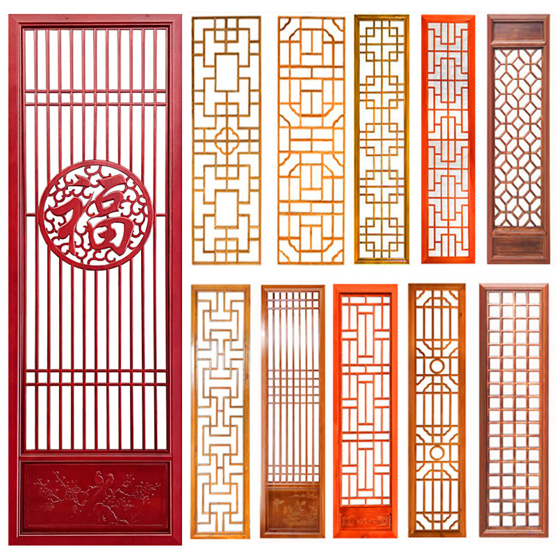 East Yang Wood Carving Partition Flower Lattice Solid Wood Hollowed-out Chinese Style Furnishing Imitation Antique Doors And Windows Screen Xuanguan Carving Flower Manufacturer Direct Sales