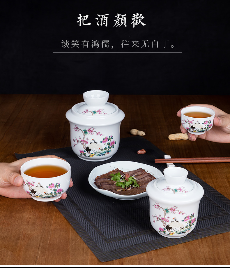 Ấm rượu lẩu nhà cổ điển hoài cổ Jingdezhen gốm Trung Quốc shochu rượu vàng rượu vang thủy tinh đặt giá đựng rượu