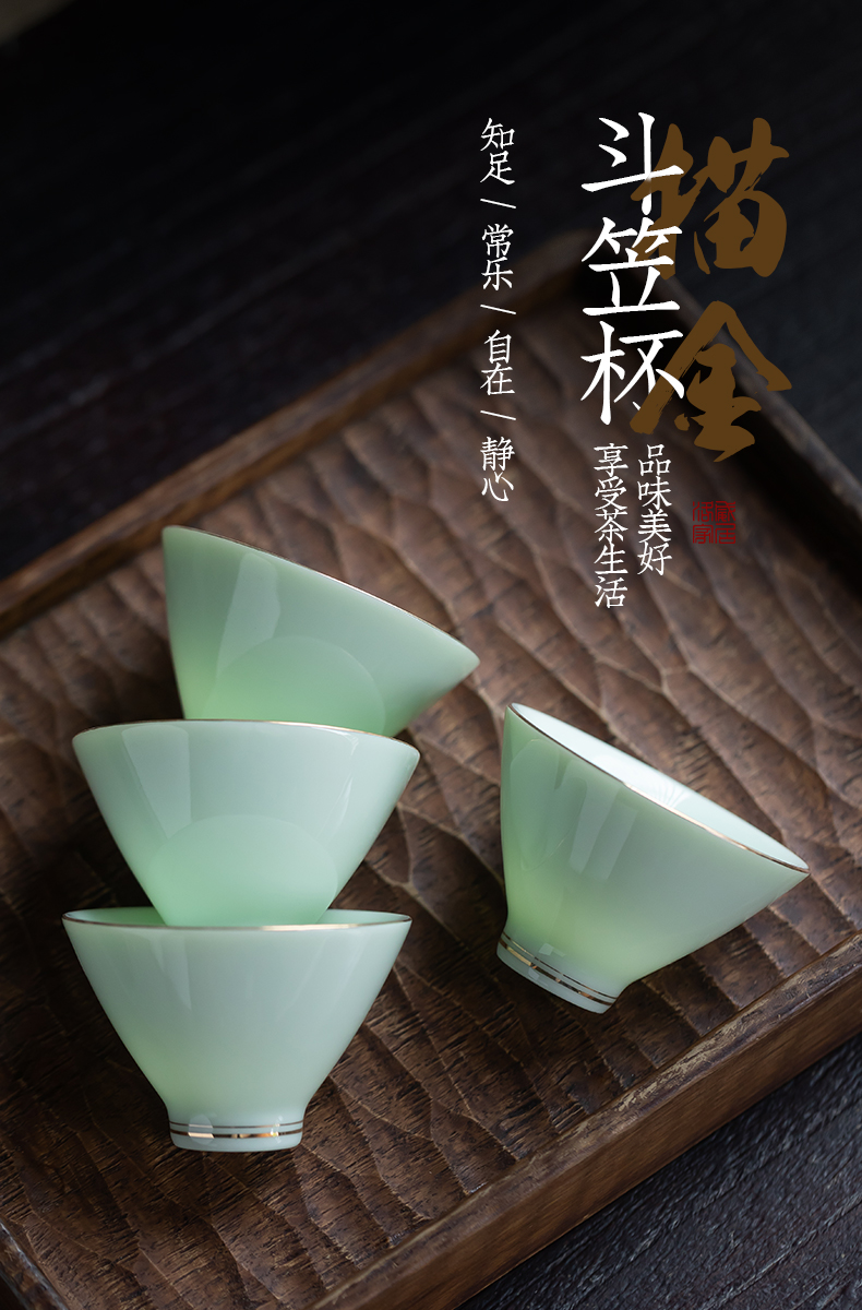 Suet jade see colour hat to ceramic kung fu tea cup bowl is a single white porcelain sample tea cup visitor a cup of tea