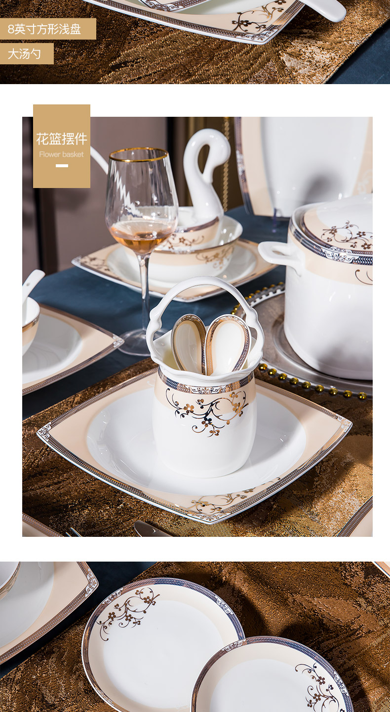 The rule of clearance! Ipads China tableware suit of jingdezhen ceramic bowl dish combination light key-2 luxury European - style key-2 luxury dishes