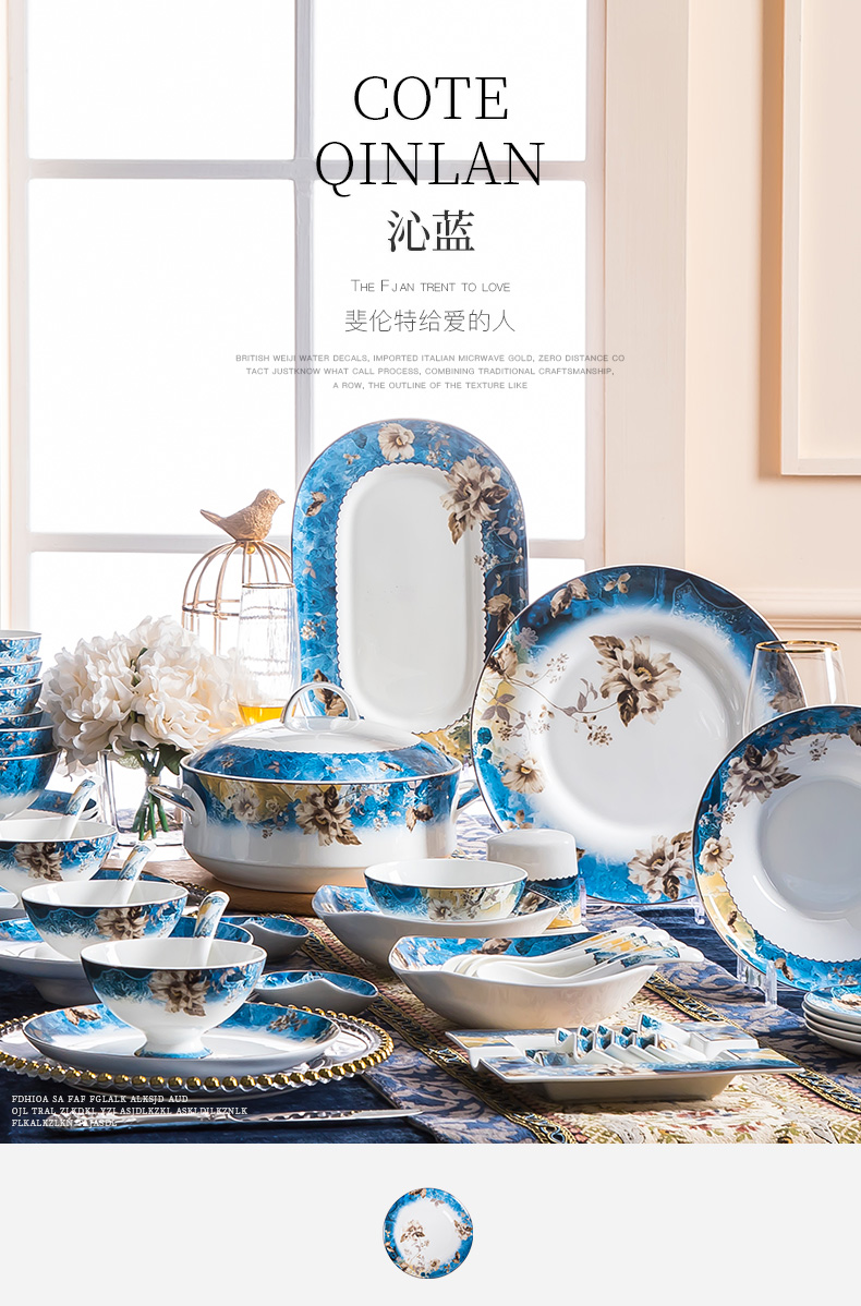 Blower, ipads China tableware suit of jingdezhen ceramic dishes suit household light European - style key-2 luxury high - end dishes