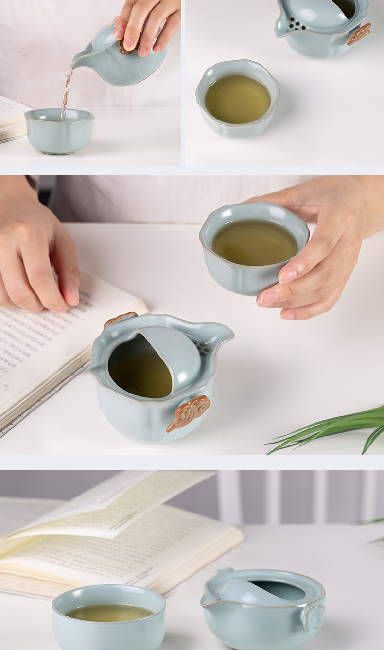 Your up crack cup a pot of 2 CPU use portable travel hand grasp pot of jingdezhen ceramic kung fu tea set CPU