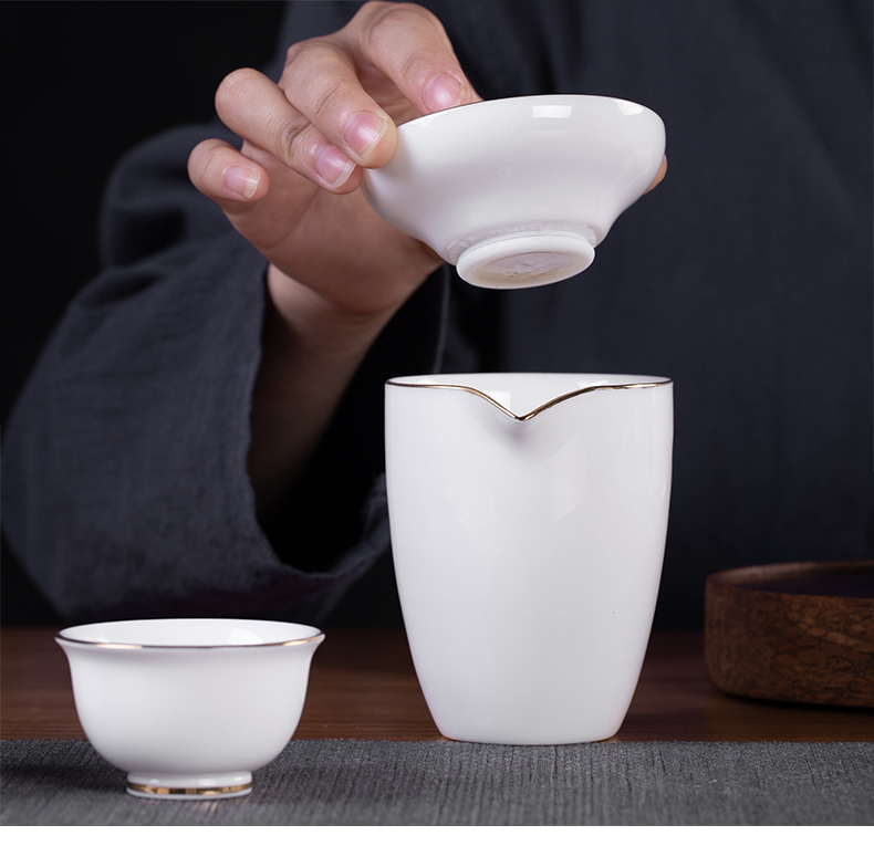 Blower, jingdezhen ceramic tureen fair keller cup high - grade white porcelain tea bowl household kung fu tea set