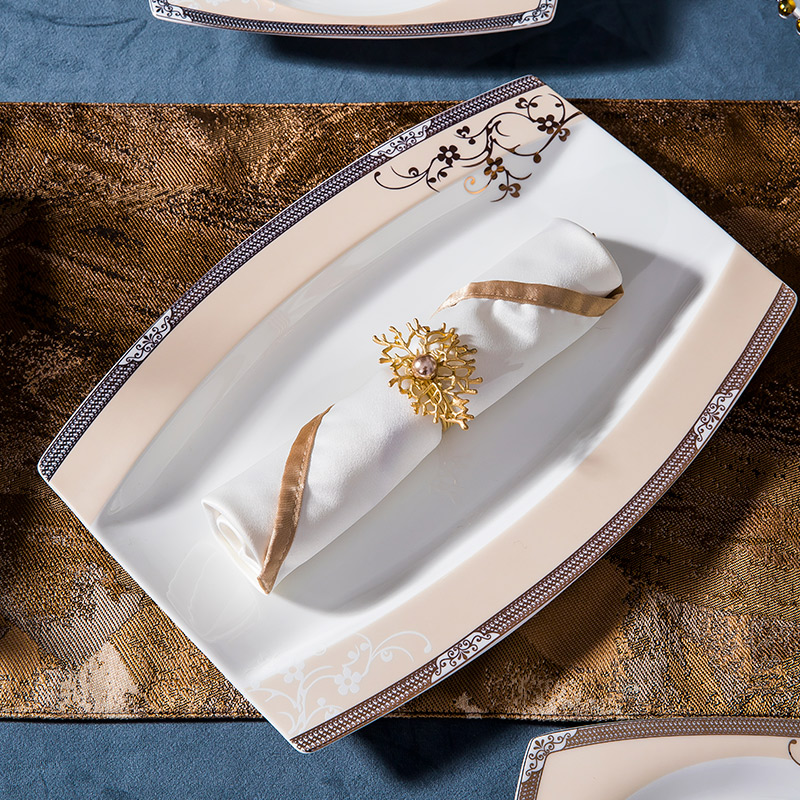 The rule of clearance! Ipads China tableware suit of jingdezhen ceramic bowl dish combination light key-2 luxury European - style key-2 luxury dishes