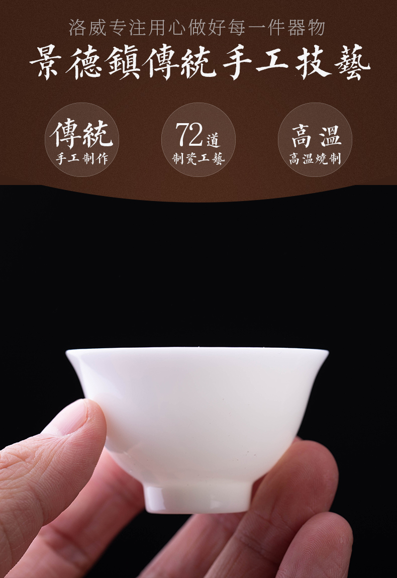 Jingdezhen ceramic cups, kung fu master sample tea cup cup manual small tea set white porcelain cup single single CPU