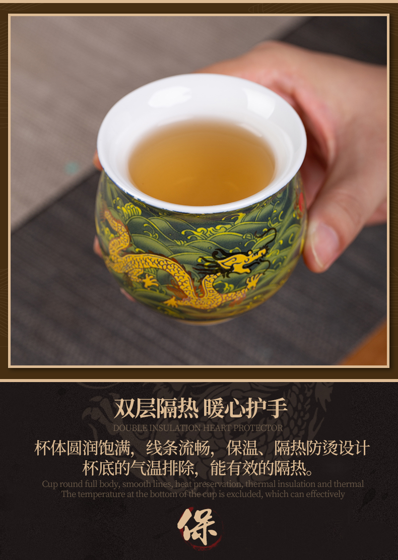 Blower, cup double iron fitting a single cup of household water proof kung fu tea set sample tea cup single ceramic cups of the living room