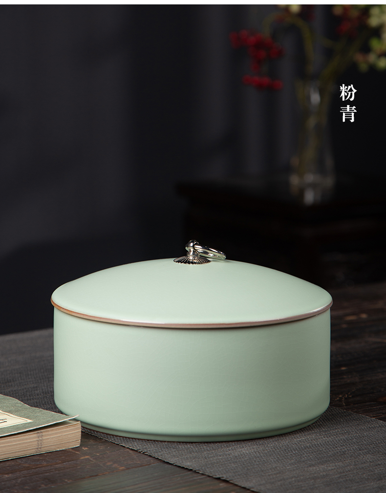 Large caddy fixings jingdezhen ceramic seal pot Large capacity storage jar your up boutique high - end tea cake tin