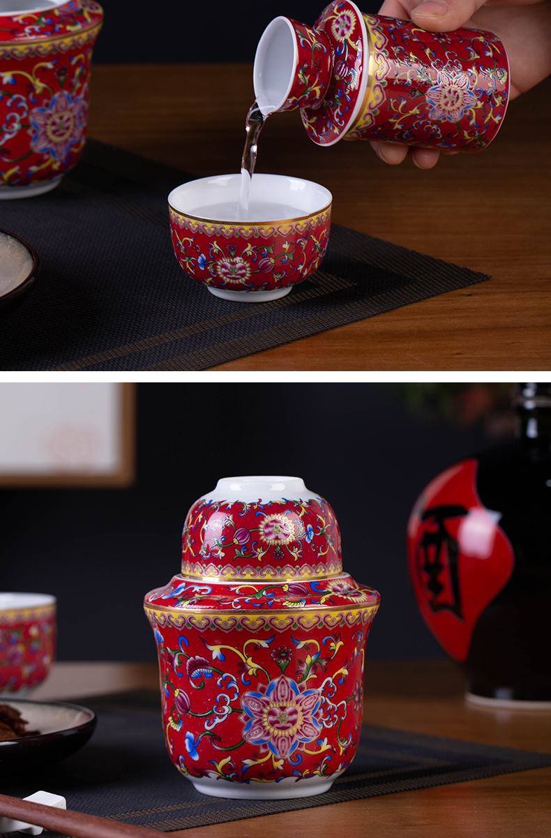 Luo wei wen hip household hot Chinese wine wine jingdezhen ceramics suit hot wine liquor cup of rice wine liquor