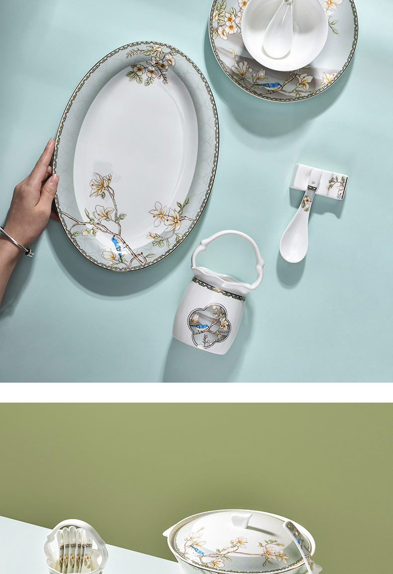 The dishes suit household contracted jingdezhen ceramic light eat rice bowl dish high - grade key-2 luxury ipads porcelain tableware gifts