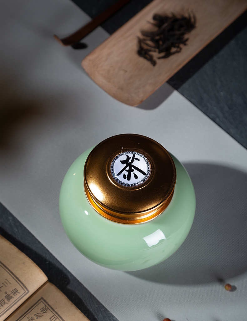 Jingdezhen ceramic celadon tea sets tea canister portable storage POTS household seal pot pu 'er tea pot tea boxes