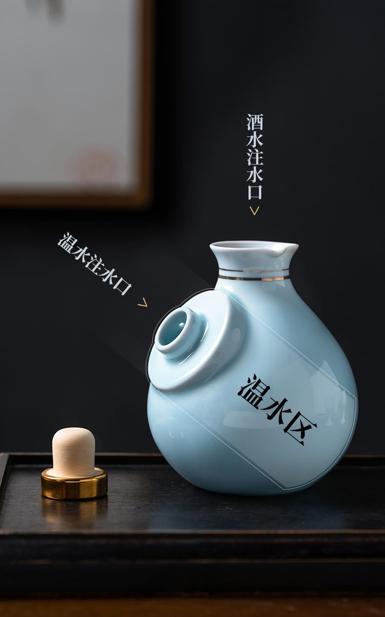 Luo wei wen hip household hot hip ceramics jingdezhen Chinese ji blue suit yellow wine glass wine cup