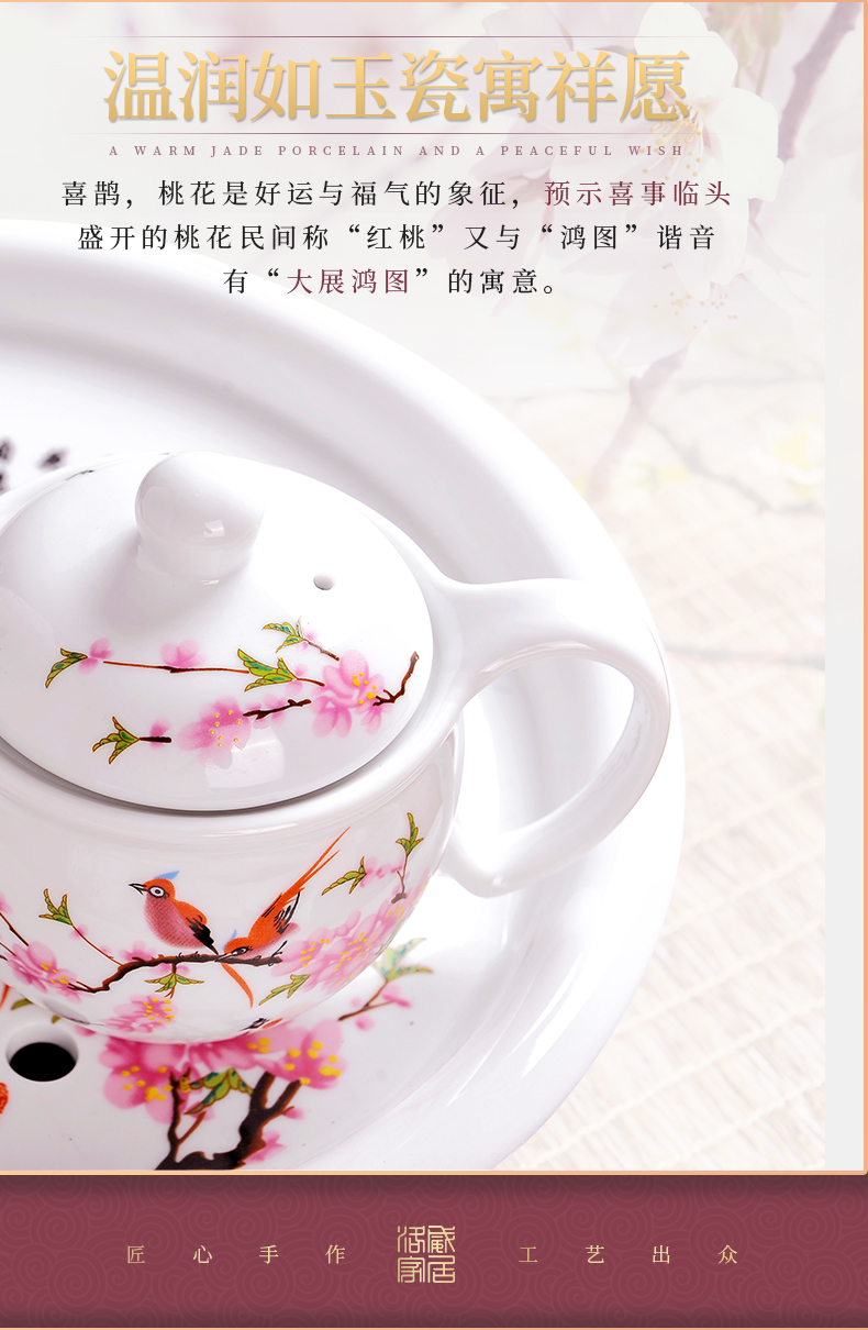 Luo wei was suit I and contracted household jingdezhen tea ceramic teapot teacup of a complete set of kung fu tea tray