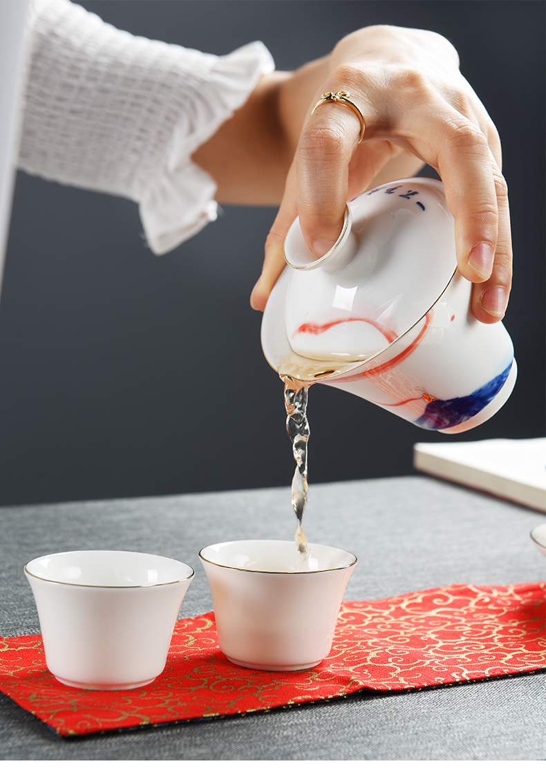 Touch the floor clearance crack cup 】 a pot of small suit portable travel two cups of tea tea tureen jingdezhen