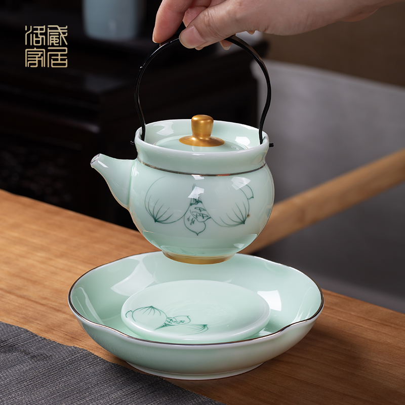 Hand - made kung fu tea cups with jingdezhen tea sample tea cup set ceramic tea cup mat clepsydra teapot