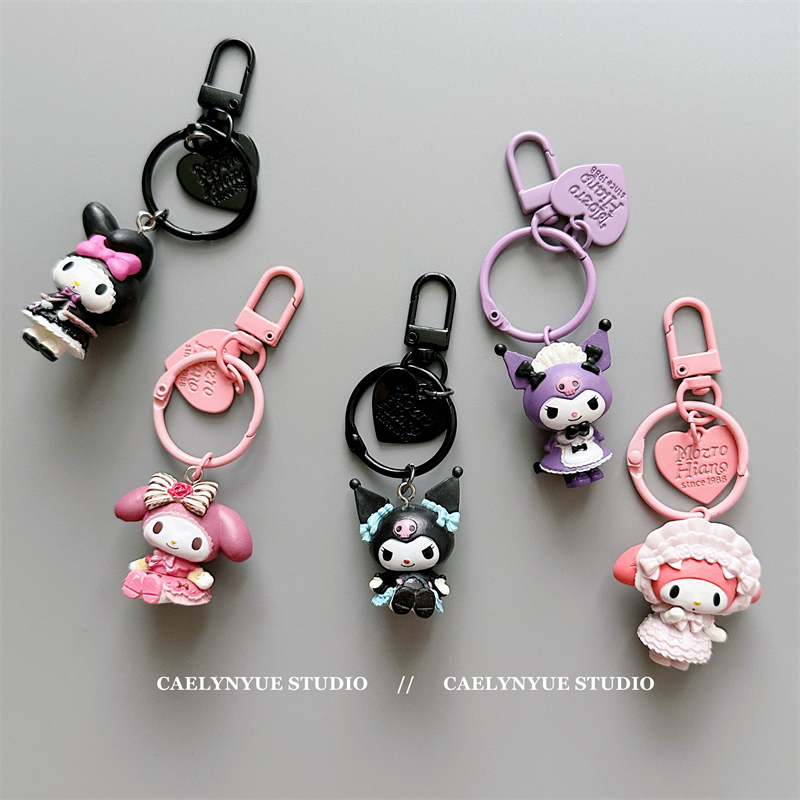 Cute Cartoon Kuromi Melody Earphone Bag Pendant, Gift for Men and Women Couples, Car Keychain Pendant, Trendy