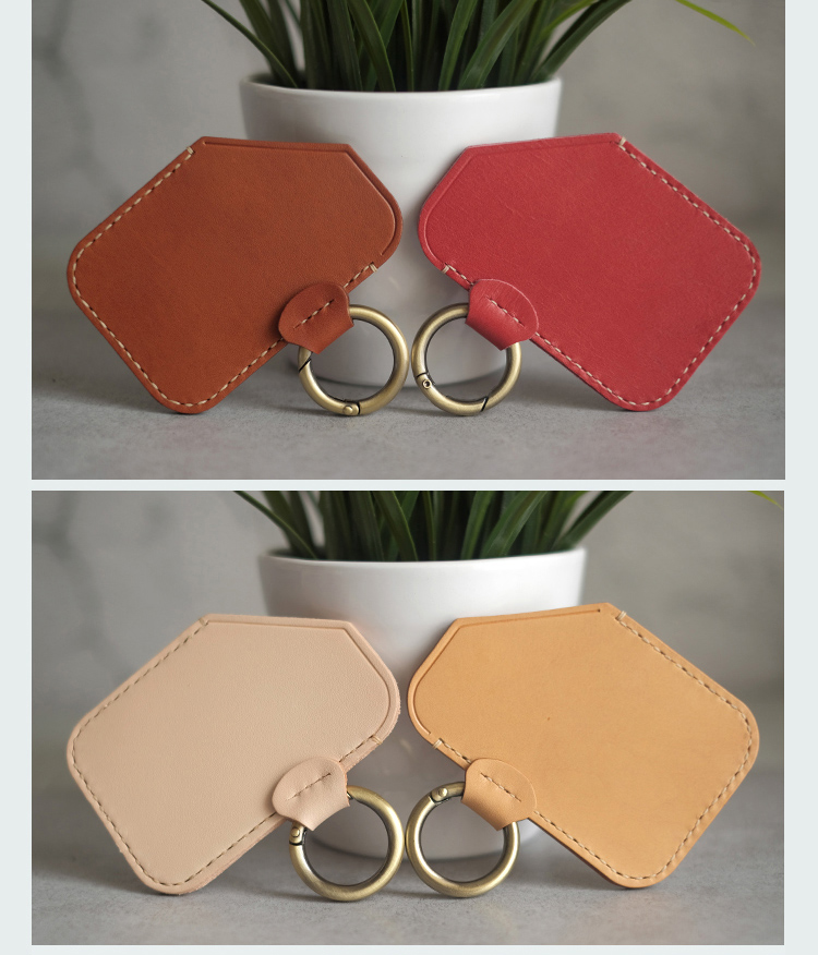 Thẻ da handmade set key chain Hàn Quốc dây buộc thẻ gạo thiết lập kiểm soát truy cập thẻ set bus thẻ set retro gói thẻ da ví đựng thẻ nhiều ngăn