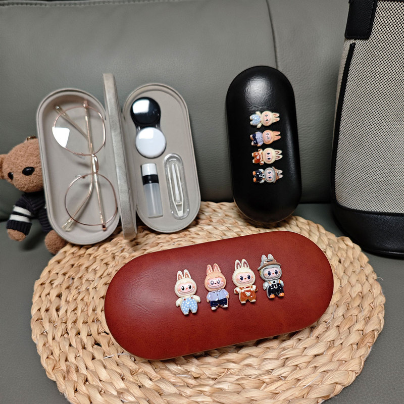 Double-Layer Glasses Case, Portable, Pressure-Resistant, Two-In-One, Cute, Multi-Functional Contact Lens Frame Glasses Storage Box for Girls