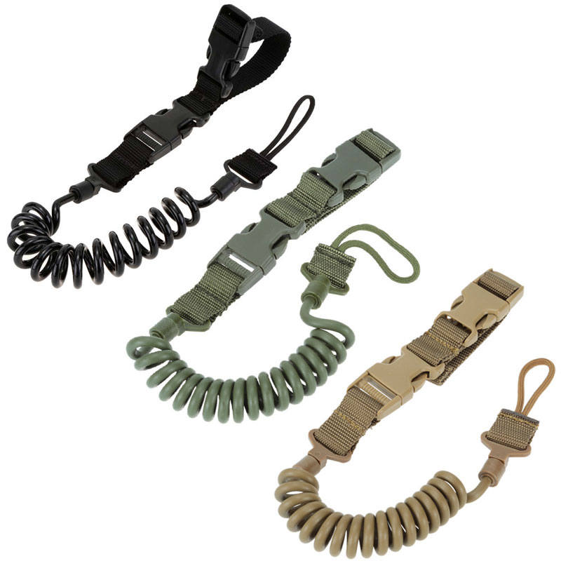 Outdoor Special Forces Military Fans CS Multi-Function Tactical Gun Lanyard Anti-Loss Spring Elastic Keychain Backpack Waist Buckle