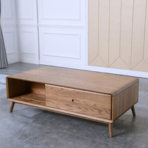 Nordic ash wood coffee table Solid wood TV cabinet coffee table combination Modern simple small apartment living room log furniture