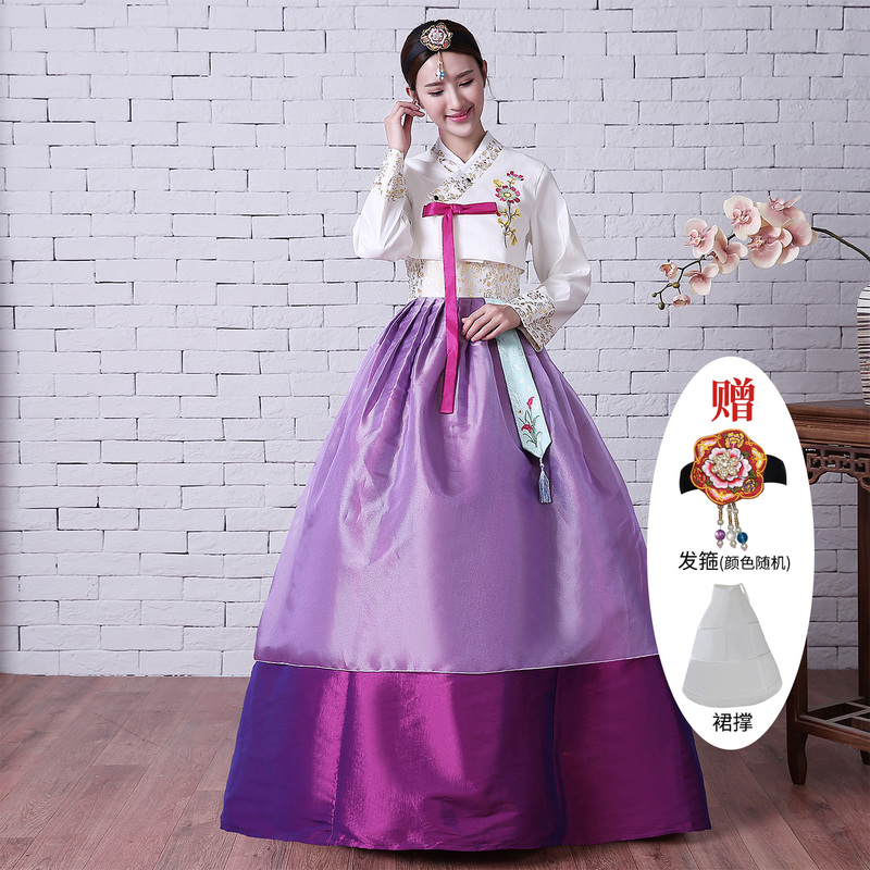 Women's Korean Traditional Dress New High-End Embroidered Floral Korean Long Skirt Top Set Korean Wedding Dress Performance Dance Costume