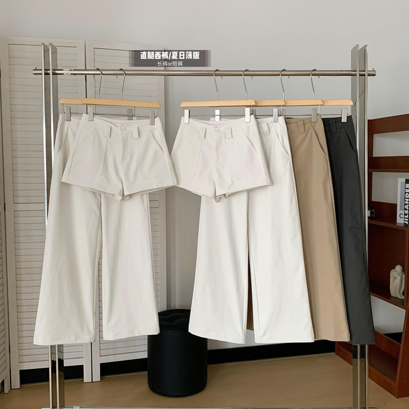 Straight-Leg Dress Pants/Summer Thin Version/ Stretchy yet Not Flimsy, Thin Fabric