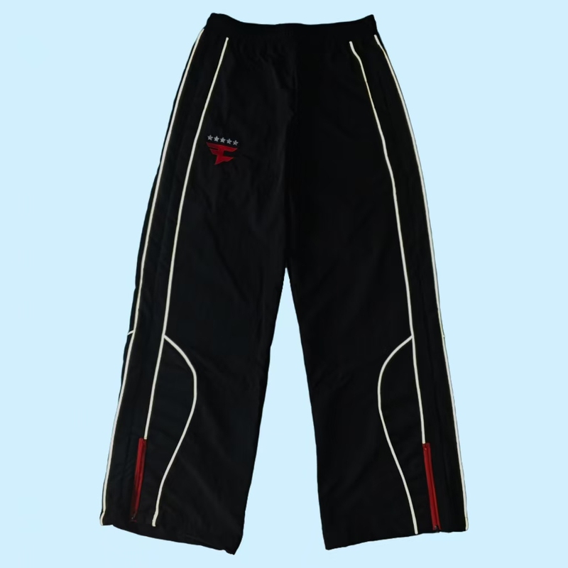 2026Faze Team Pants Sports Csgo Black Flared Casual Pants Men's Zipper Reflective Stripe Five-Star Sports Pants