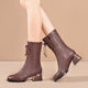 Skaqi mid-calf boots for women winter plus velvet medium heel thick heel round toe fashion women's boots 2023 new large size women's shoes