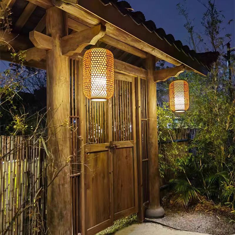 Eaves Lamp, Solar Bamboo Lamp, Outdoor Waterproof Gate Lantern, Chandelier, Garden Lamp, Antique Atmosphere Decorative Lamp