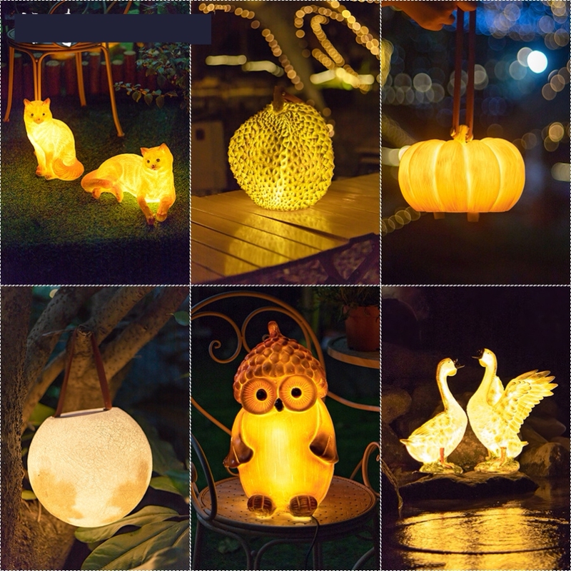 Solar Outdoor Garden Light Animal Light Waterproof Decorative Light Portable Simulation Moon Light Durian Light Owl