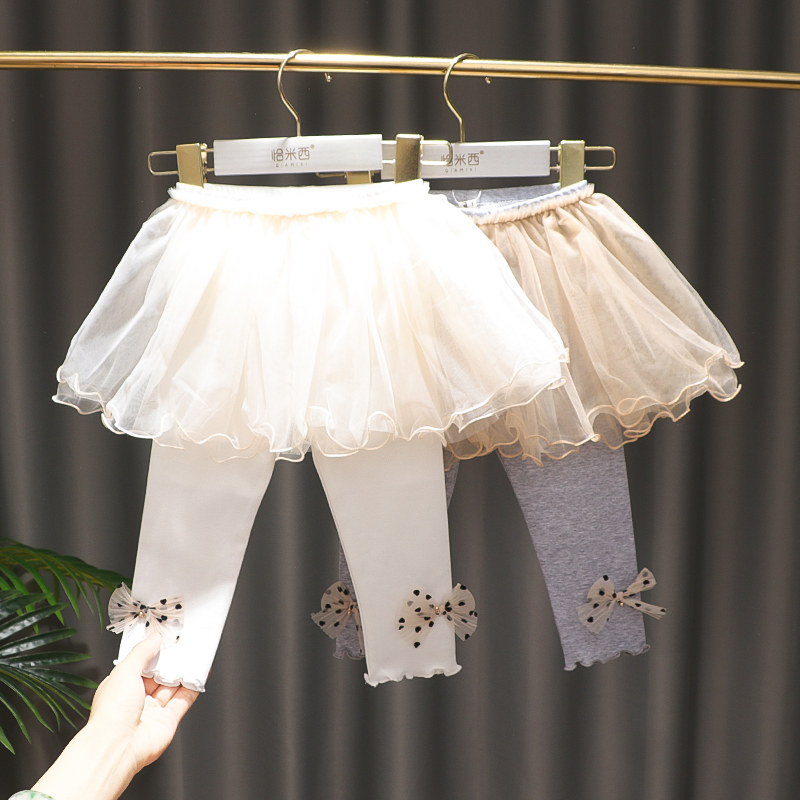 2022 Springgirl Girl Triple Mesh Veil Dress Pants 0-1-3 Year Old Baby Princess Inner Lap Pants Pure Cotton Trousers South Korea