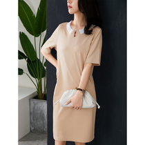 U Home short sleeve dress women 2021 summer new Korean simple gentle style long casual T-shirt skirt tide