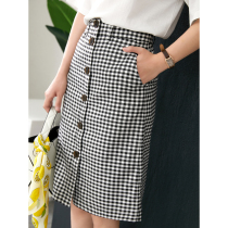 UJIA black and white plaid skirt 2021 summer new Korean chic high waist slim long bag hip skirt