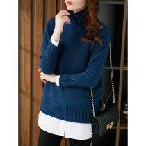 U Home High Collar Pit Strips Wool Beating Bottom Stitch Jersey Womens Lazy Wind 2021 Fall New Korean Edition Headliner Sweater