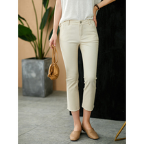 UJIA casual micro straight pants womens 2021 Autumn New Korean version of burrs elastic foreign style womens ankle-length pants