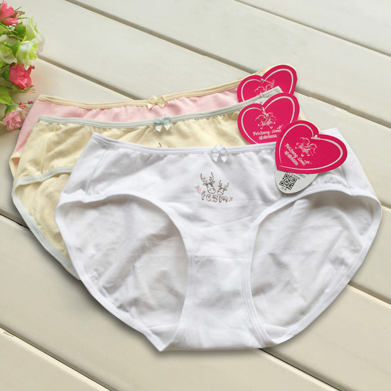 Very sister panties cotton mid high waist junior high school students high school students solid color girl panties big boy triangle pants