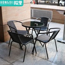 Outdoor table and chairs balcony small table and chairs Three sets of iron art outdoor cafe Milk Tea Shop Casual Outside Pendulum Table