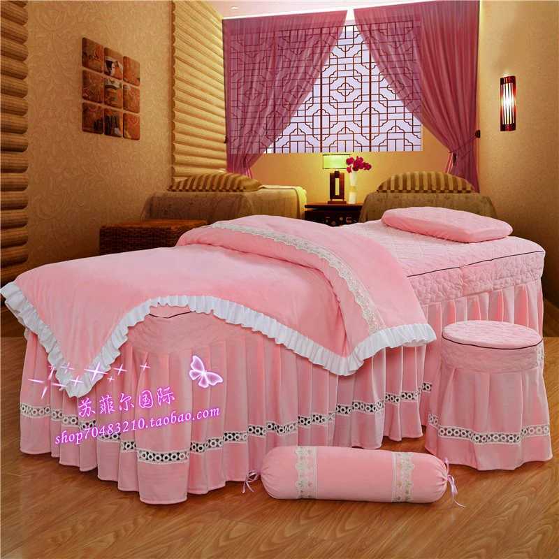 Mùa thu đông mới dập nổi siêu mềm làm đẹp giường bốn bộ thẩm mỹ viện massage massage giường dày