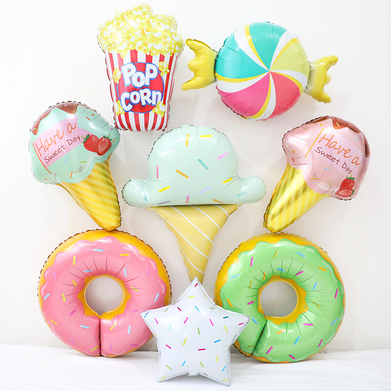 New aluminum film balloon candy ice cream Birthday 100 days full moon party decoration balloon cake year-old scene