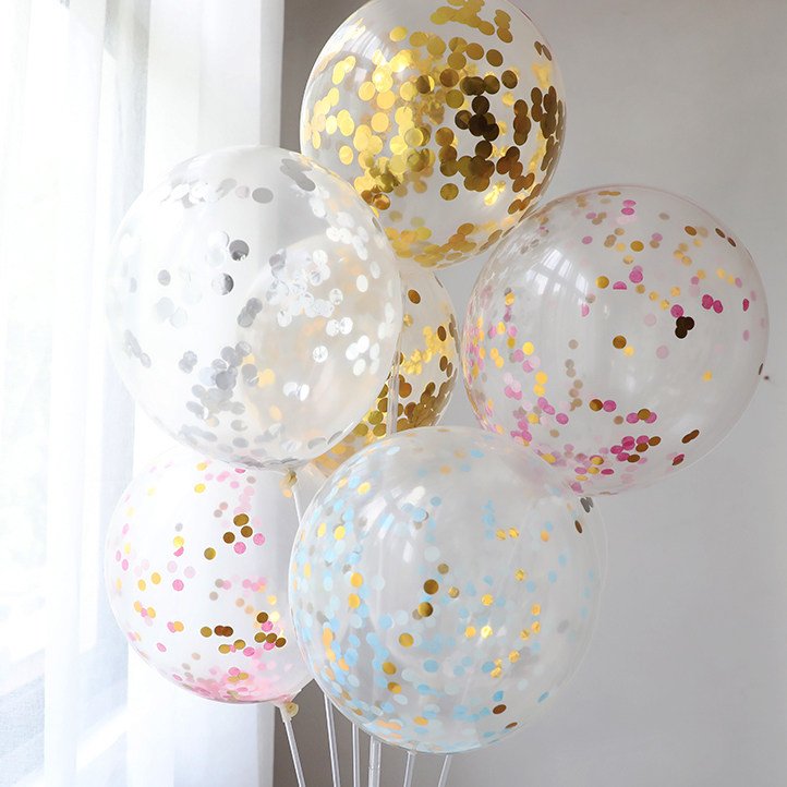 INS Creative Transparent Balloon Bright Sheet Balloon Birthday Party Arrangement Decorated Bar Dress With Paper Scraps Event Balloons