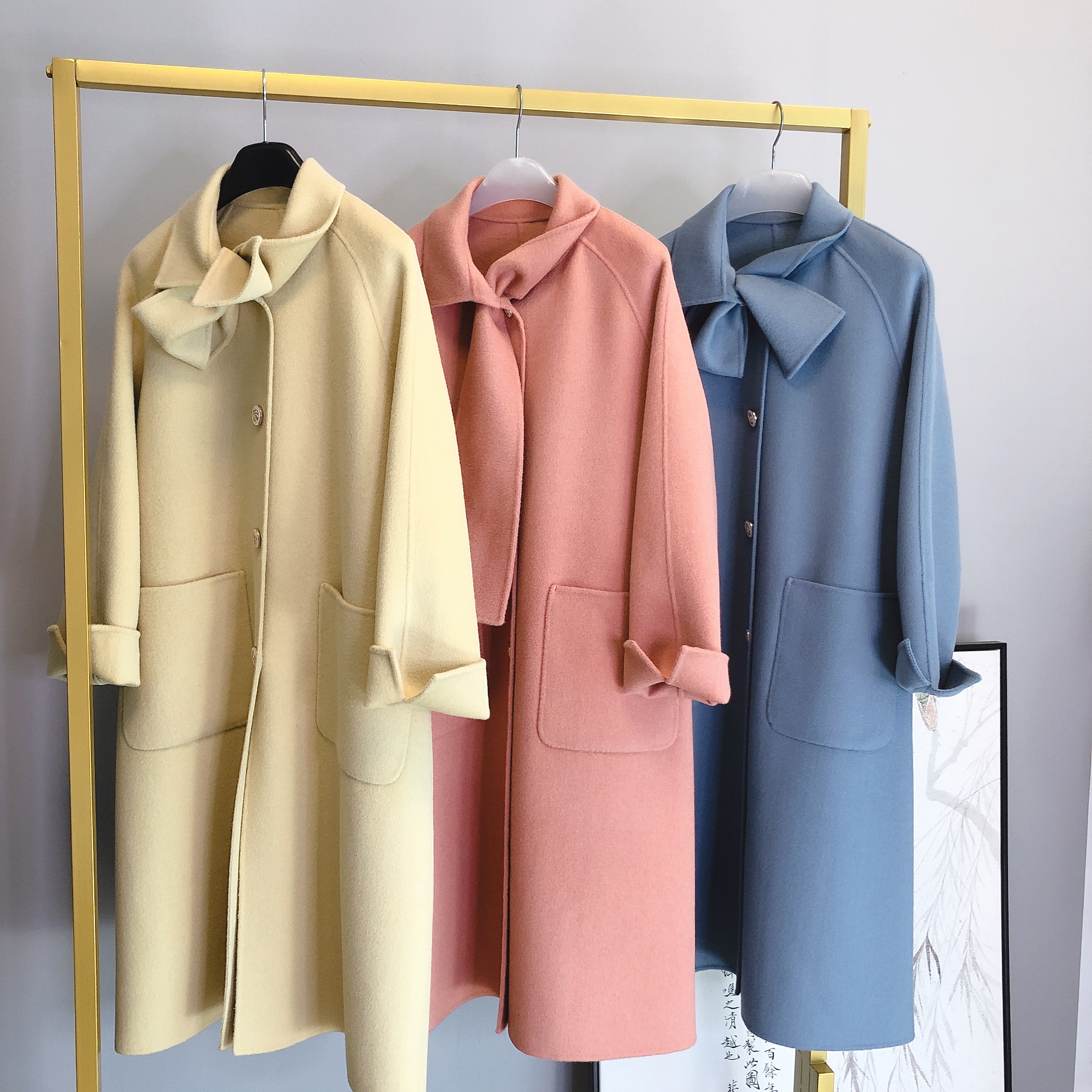 Xu Dake's 2022 winter Korean version doll collar small double-sided woolen cashmere coat women's mid-length coat