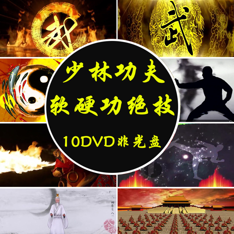 Shaolin soft and hard Kung Fu stunts Boy Gong Ba Duan Jin Yi Jin Jing Long guard Mind gate 10DVD Non-CD martial arts