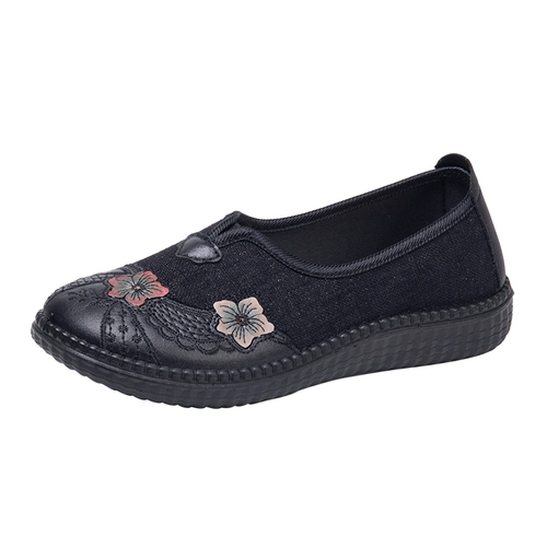 老北京布鞋 Нескользящая демисезонная обувь, туфли для матери, мягкая подошва, для среднего возраста