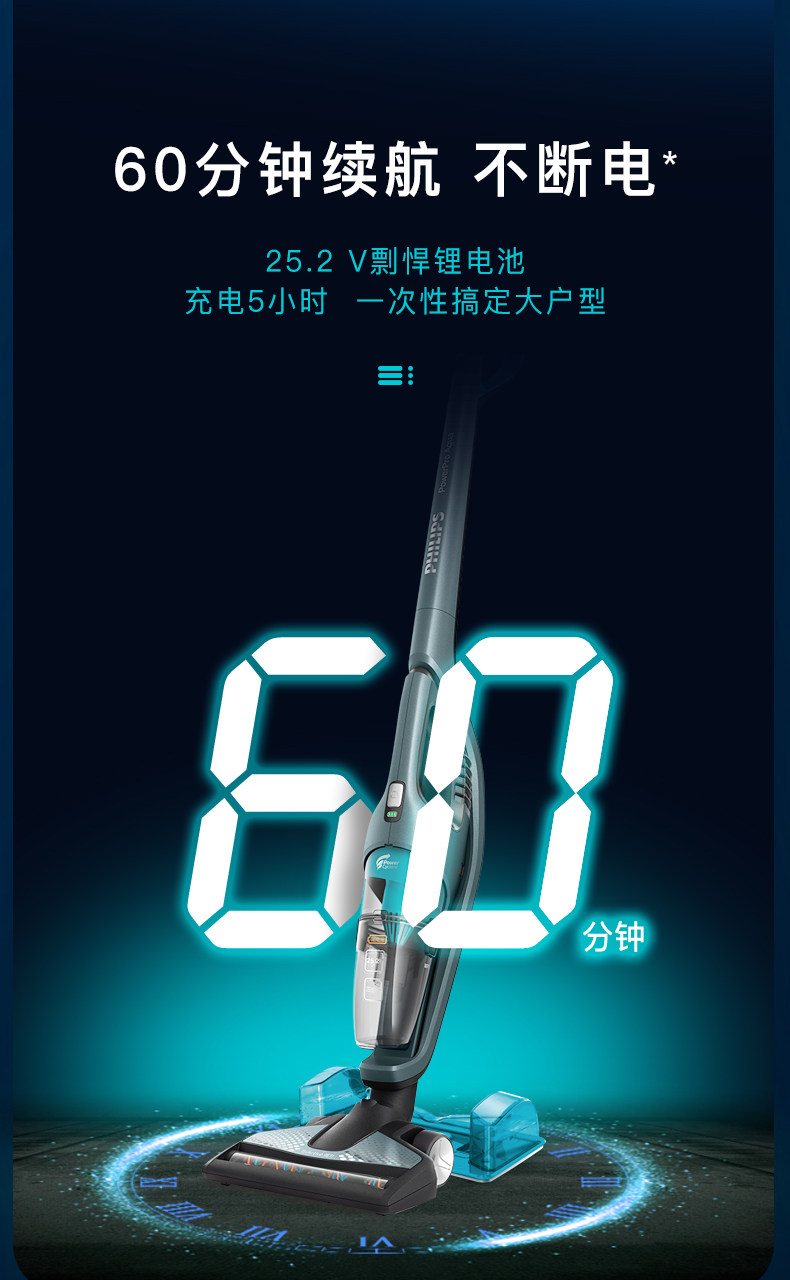 飞利浦吸 吸尘湿拖一体 无线手持吸尘器 60分钟续航 图5