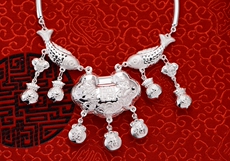 Серебряное ожерелье s999 чистого серебра долголетия
