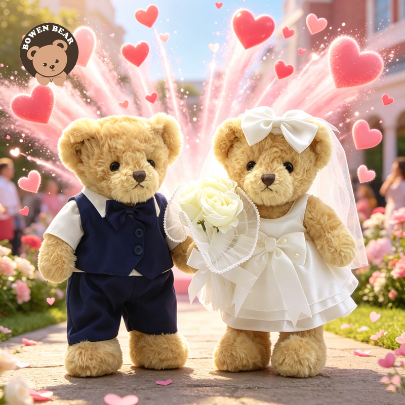 Wedding Couple Bear Plush Toy Teddy Bear Doll Cute Bear Pillow Wedding Bed Decoration Doll Gift